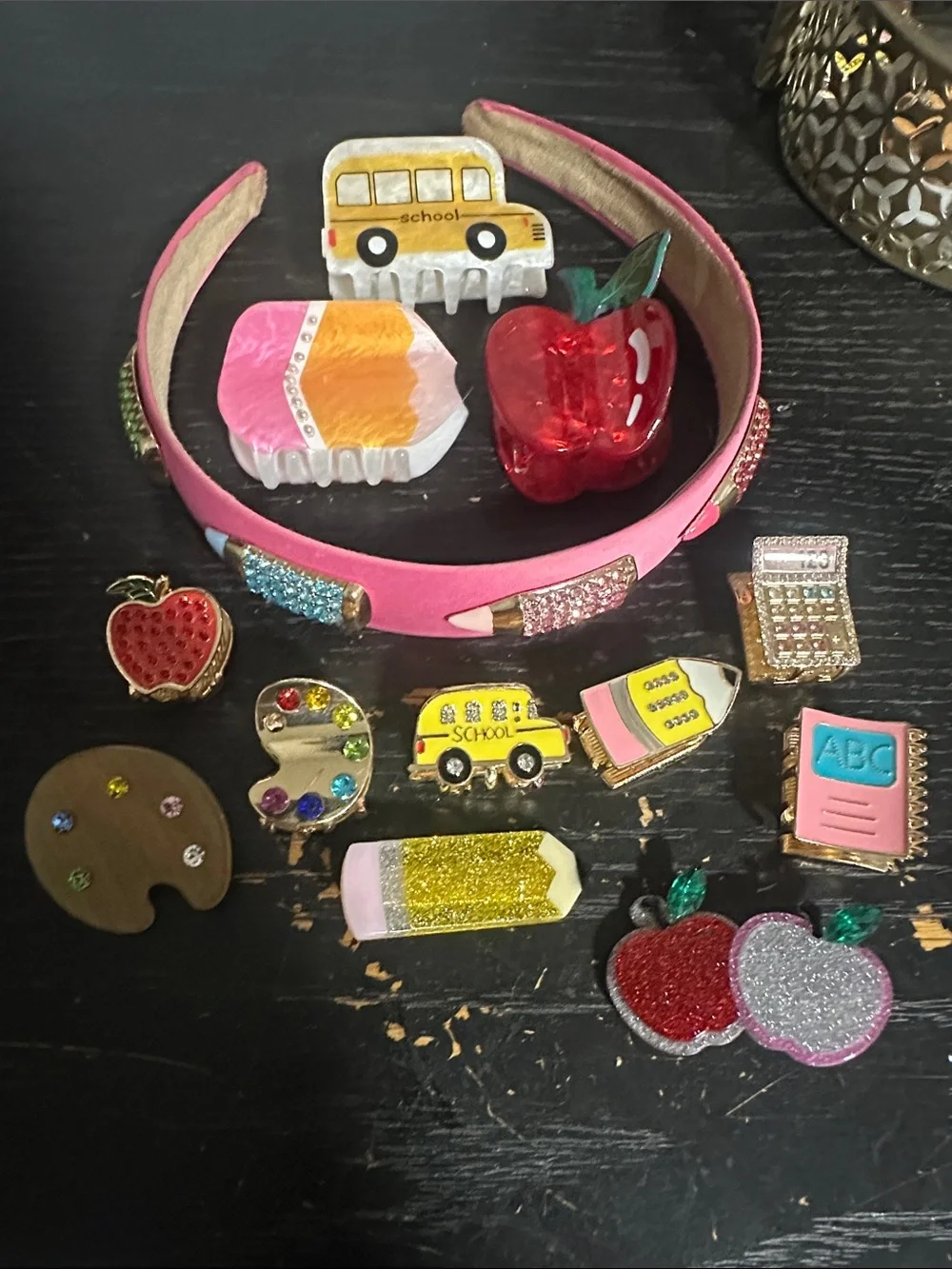 Lot of School-Themed Hair Accessories